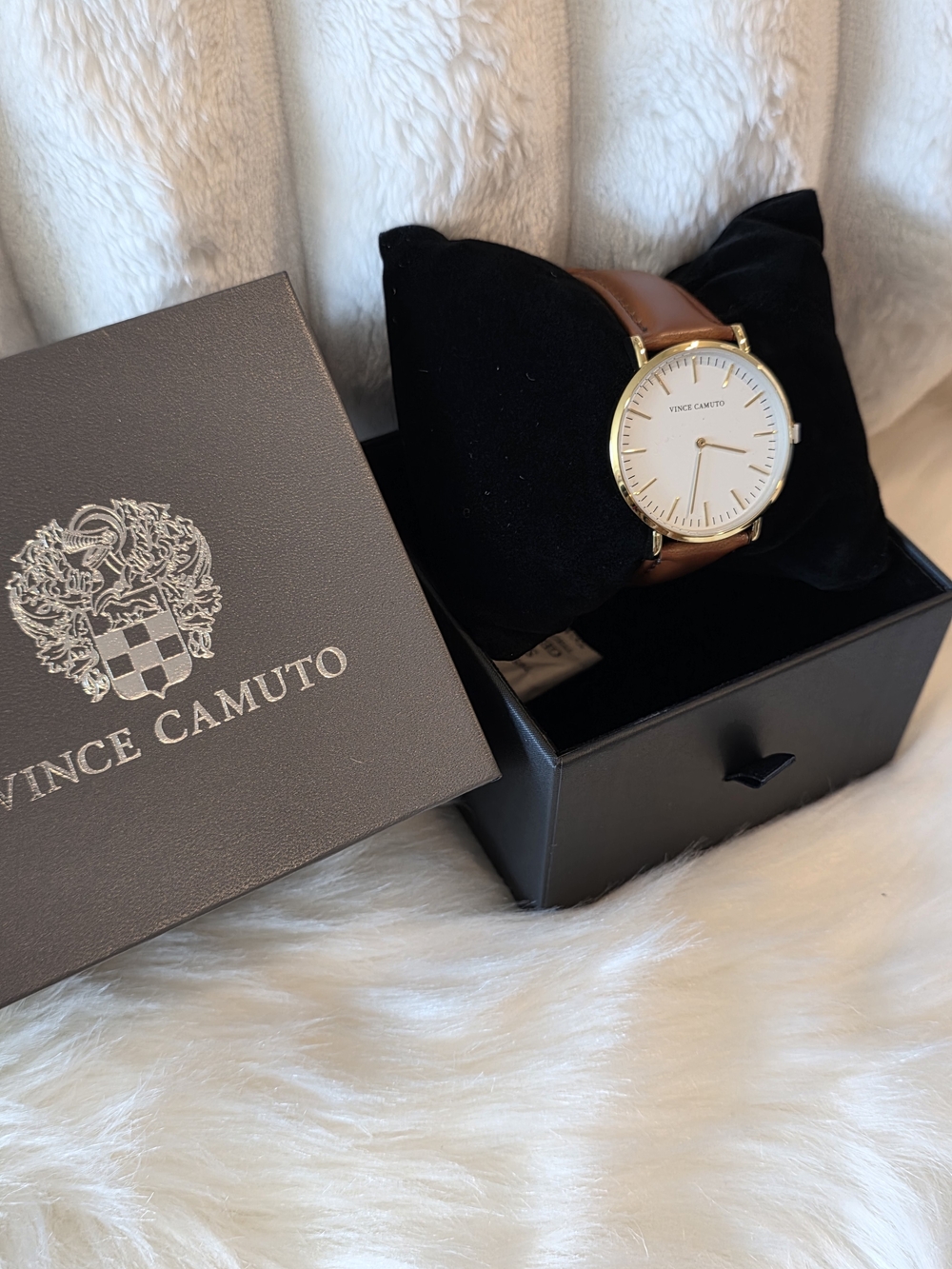 Vince Camuto Men's Gold-Tone Watch with Brown Strap - Picture 2 of 7